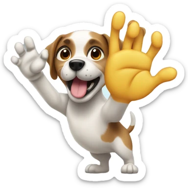 dog giving high five  sticker