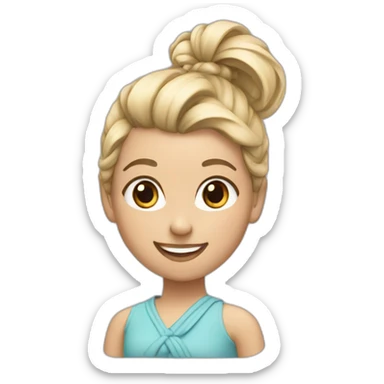 blonde girl smiling with a top knot hairstyle  sticker