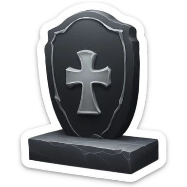 a black tombstone with the inscriptions in silver RIP  silver heart in the center sticker