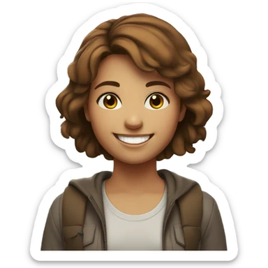 brown haired girl outdoors portrait with smile  sticker