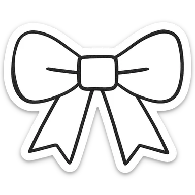 Make the bow minimalist with neutral, minimalist colors, keep background transparent, in a hand drawn icon style with no fill. sticker