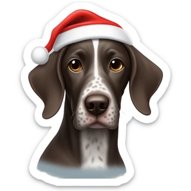 German shorthair with santa hat sticker