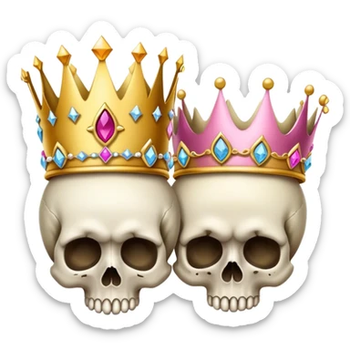 Three skulls wearing princess crowns sticker