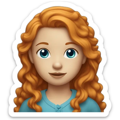 ginger girl with blue eyes and slight long wavy hair sticker