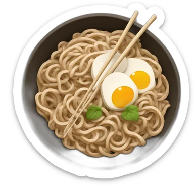 bowl of japanese buckwheat soba noodles with two chopsticks sticker