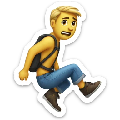 Guy jumping off of a bridge into the water below he looks very sad sticker