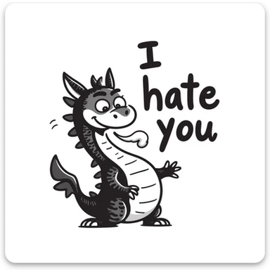 Angry dragon with the text "I hate you" sticker
