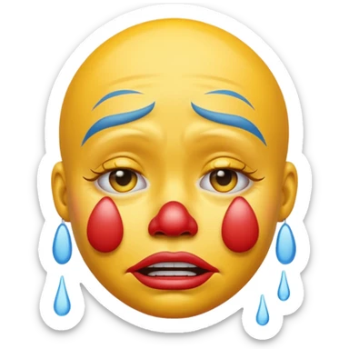 Sobbing yellow emoji clown sticker