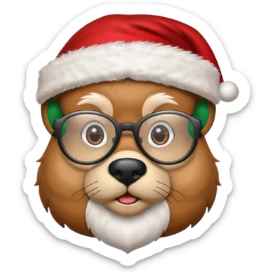 Animal santa cap and glasses 
 sticker