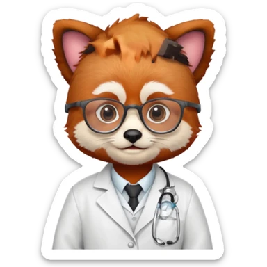 cute scientist red panda sticker