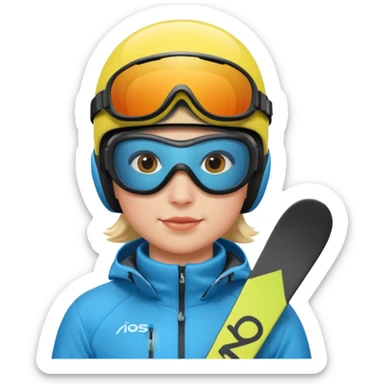 Skier with goggles sticker