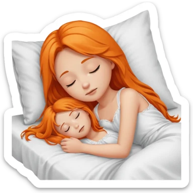 Orange long hair girl sleeping in bed alone sticker