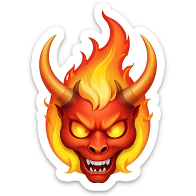 devil horn on fire logo sticker