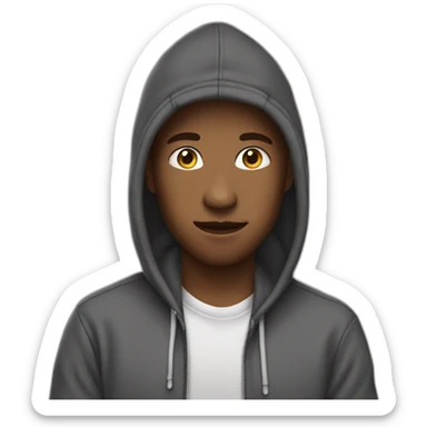 A teenage scumbag with a hoodie and rapper hand signs sticker