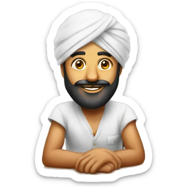 Sardar wearing turban guy sit on desk sticker