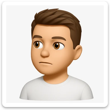 Based on these photos, make an emoji with facial features preserved, a man in a white T-shirt, looking into the distance sticker