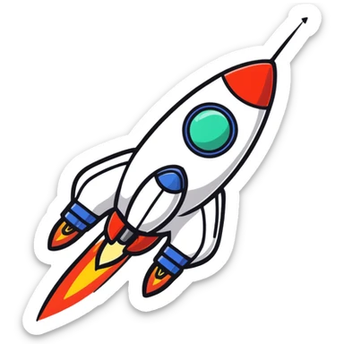 rocket ship product sticker
