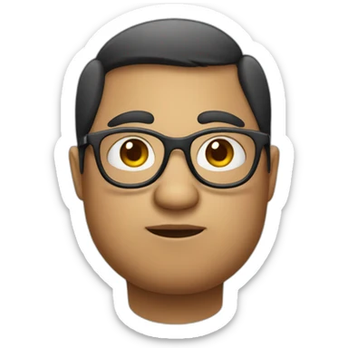 A person who is a little fat and has a round face and big eyes with glasses sticker