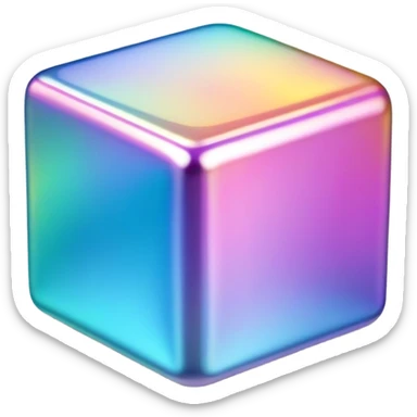 Iridescent foil cube sticker