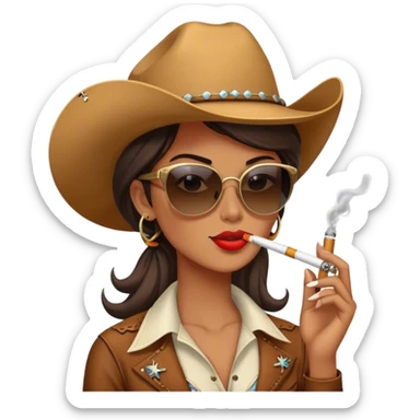 Cowgirl wearing sunglasses, smoking a cigarette sticker