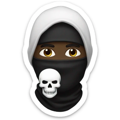 black balaclava guy with painted white skull sticker