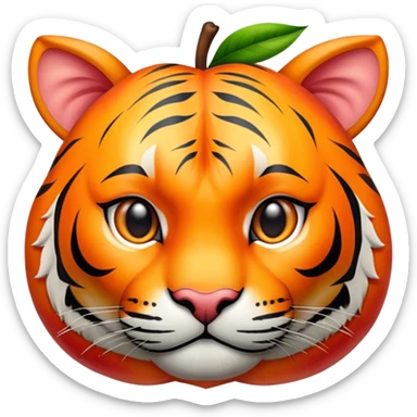 A ripe and large peach, tiger stripes pattern on it sticker