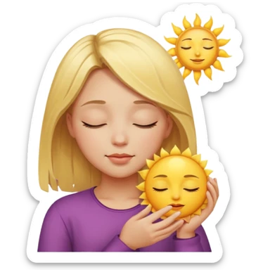 bufo frog holding sun, eyes are closed it has blond hair it is a girl sticker