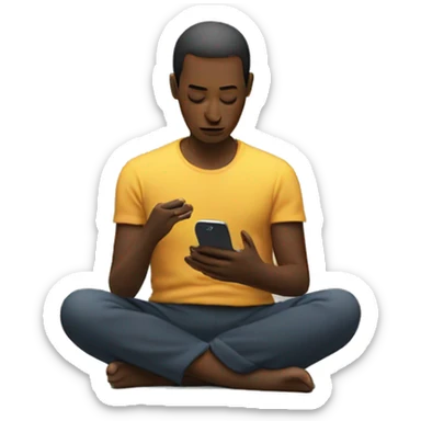 person meditating next to a turned-off phone. sticker