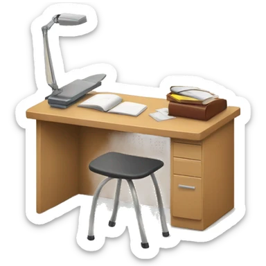 student desk in classroom sticker