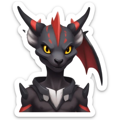 Black Cool Edgy Anthro Noivern-Nargacuga Fakémon  with White and Red Edgy markings sticker