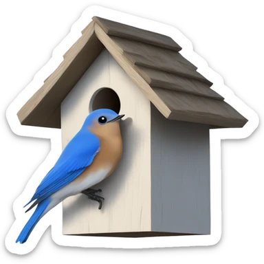 Bluebirds on a birdhouse  sticker