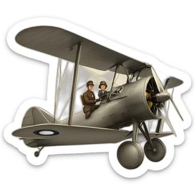 Early 20th century Monoplane with 2 people in sticker