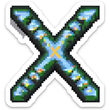 Just the letters X1X, no faces, pixel art typography sticker