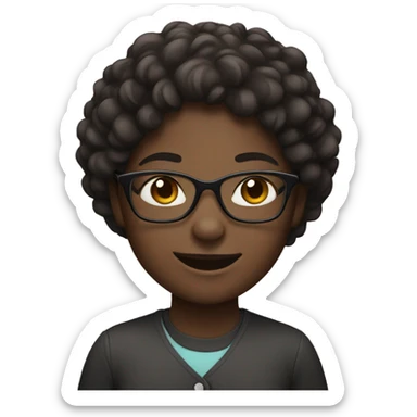 smiling dark-skinned girl with glasses sticker