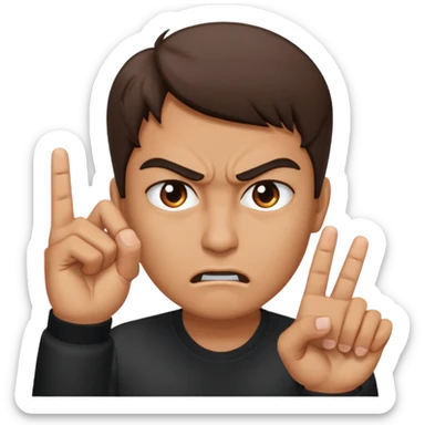 Tête en colère avec les doigts devant les yeux qui surrveille sticker