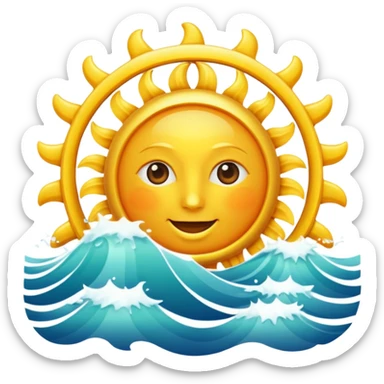 sun over ocean waves sticker