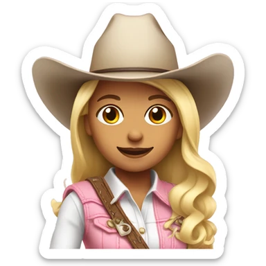 blonde cowgirl with light pink cowboy hat sticker