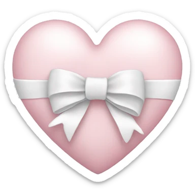 light pink heart with big white bow sticker
