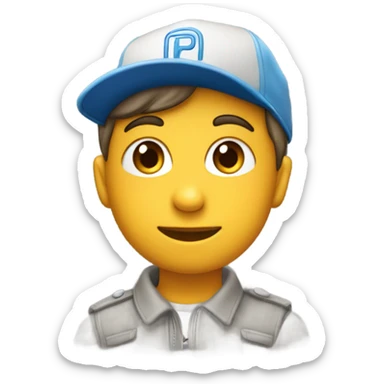 Un adolescent avec une coupe casquette chatun, lettre P sur la casquette sticker