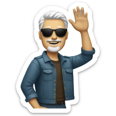 cool white man standing on scene in sunglasses and raising one hand sticker