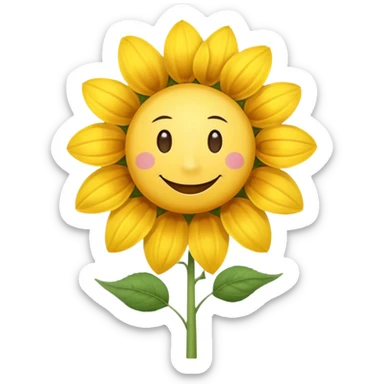 make a sunflower with a white disc in the middle with a smiley face, make it have 6 yellow petals and remove the cheeks nose and eyebrows sticker