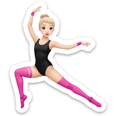 sport stretch dancer in black leotards and pink socks who talk sticker