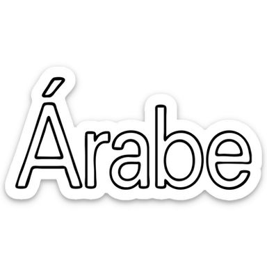 the word 'Árabe' in a minimalistic icon style, using geometric shapes, black outline sticker