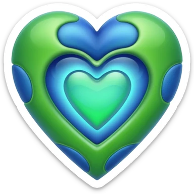 Blue ameba romantic heart green photosynthesis cells alien love heart sticker