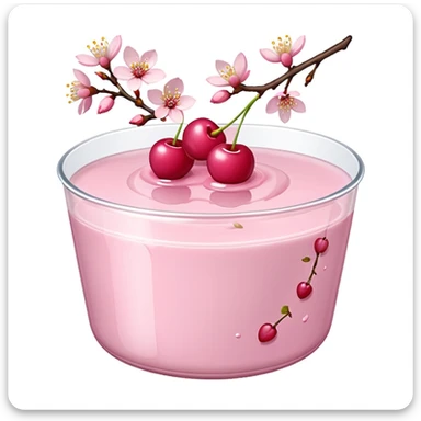 sakura pudding with whole cherry blossom branch as decoration sticker