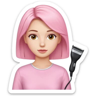 woman at the hairdressers with light pink clothes sticker