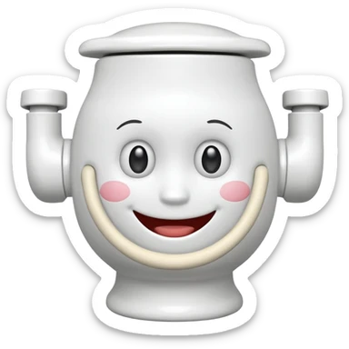 arafed toilet with a smile on the lid and arms sticker