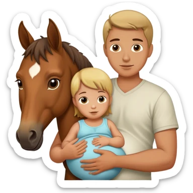 Pregnant man with a baby horse sticker