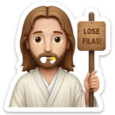 Jésus avec une pancarte dans ses mains dans ses mains sticker