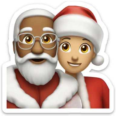 santa claus with ms claus sticker